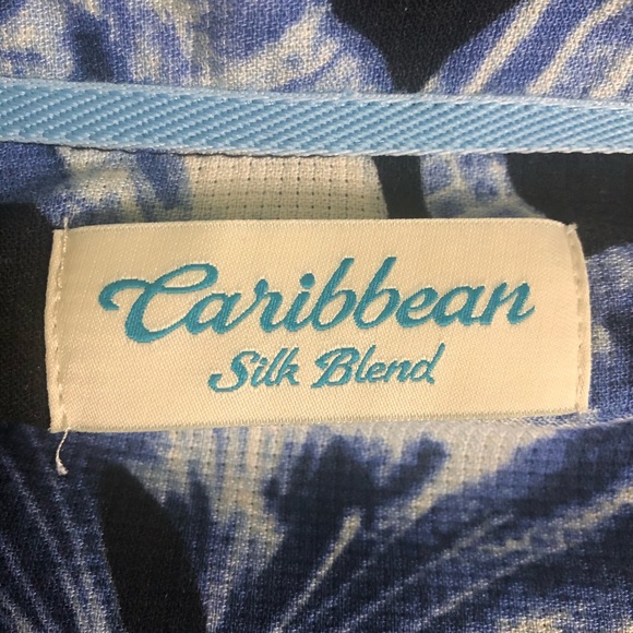 Caribbean 2XT Black Blue Hawaiian Silk Blend Shirt - Picture 6 of 7